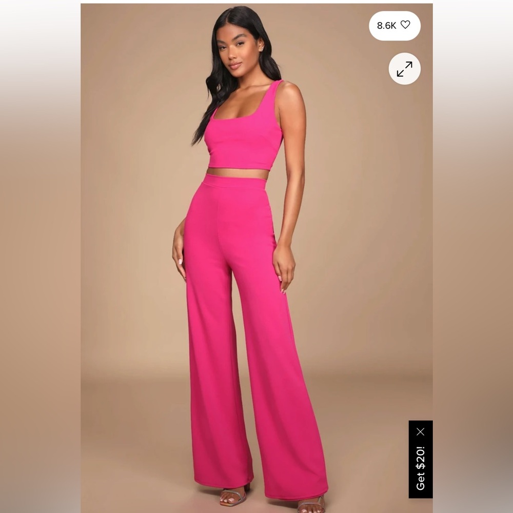 Lulu's Vibrant Pink Wide Leg Jumpsuit